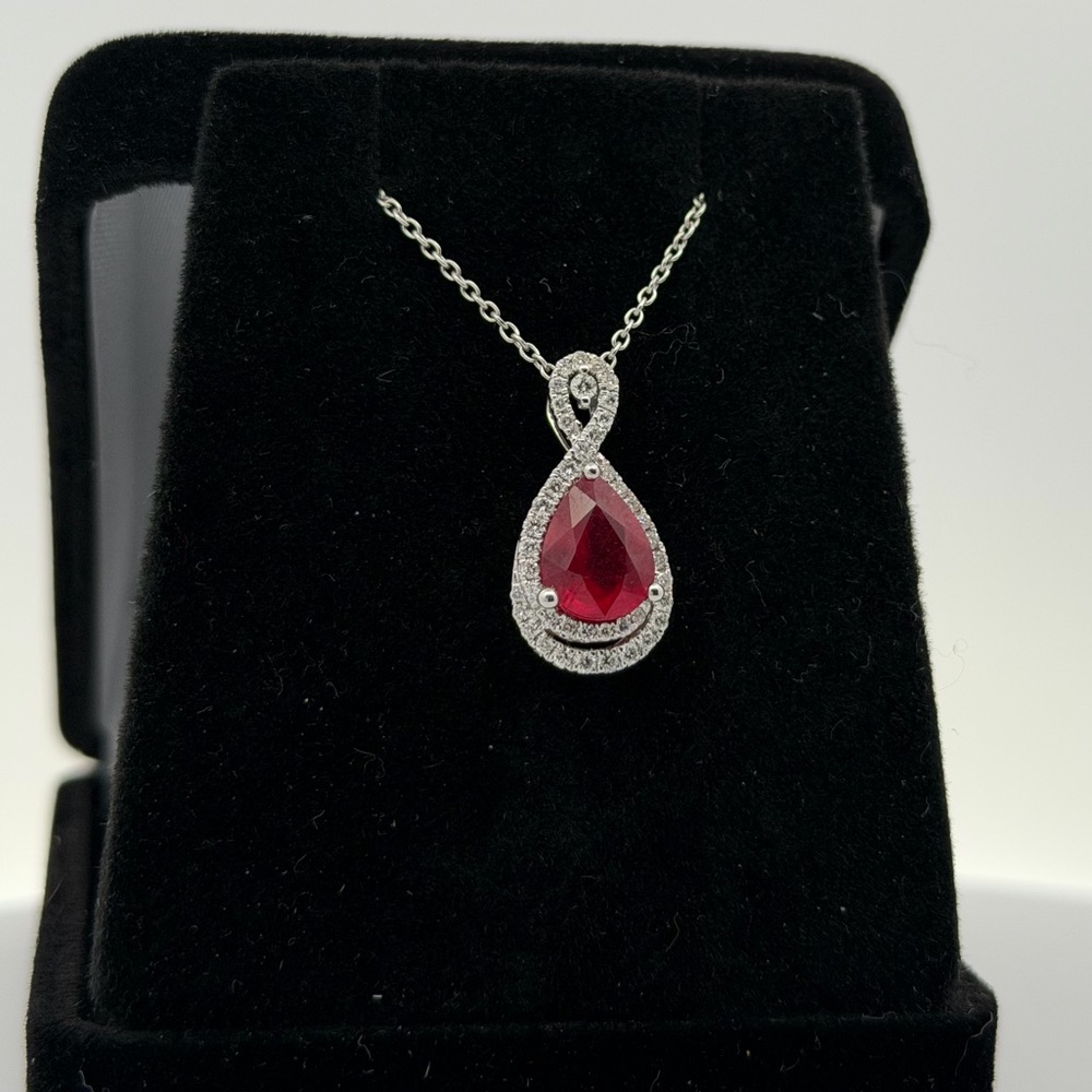 Ruby Pear Pendant Necklace
